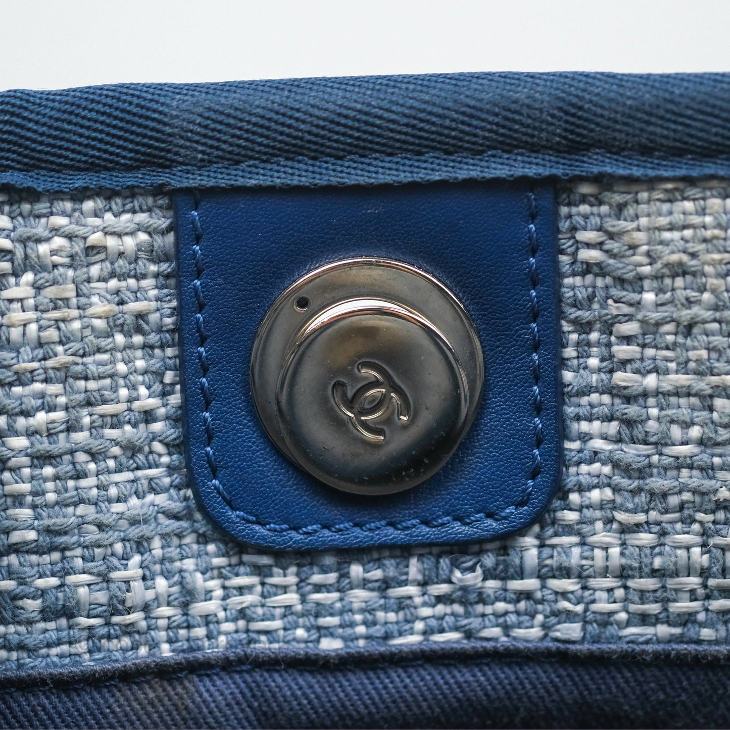 Chanel Medium Deauville Tote Blue Canvas