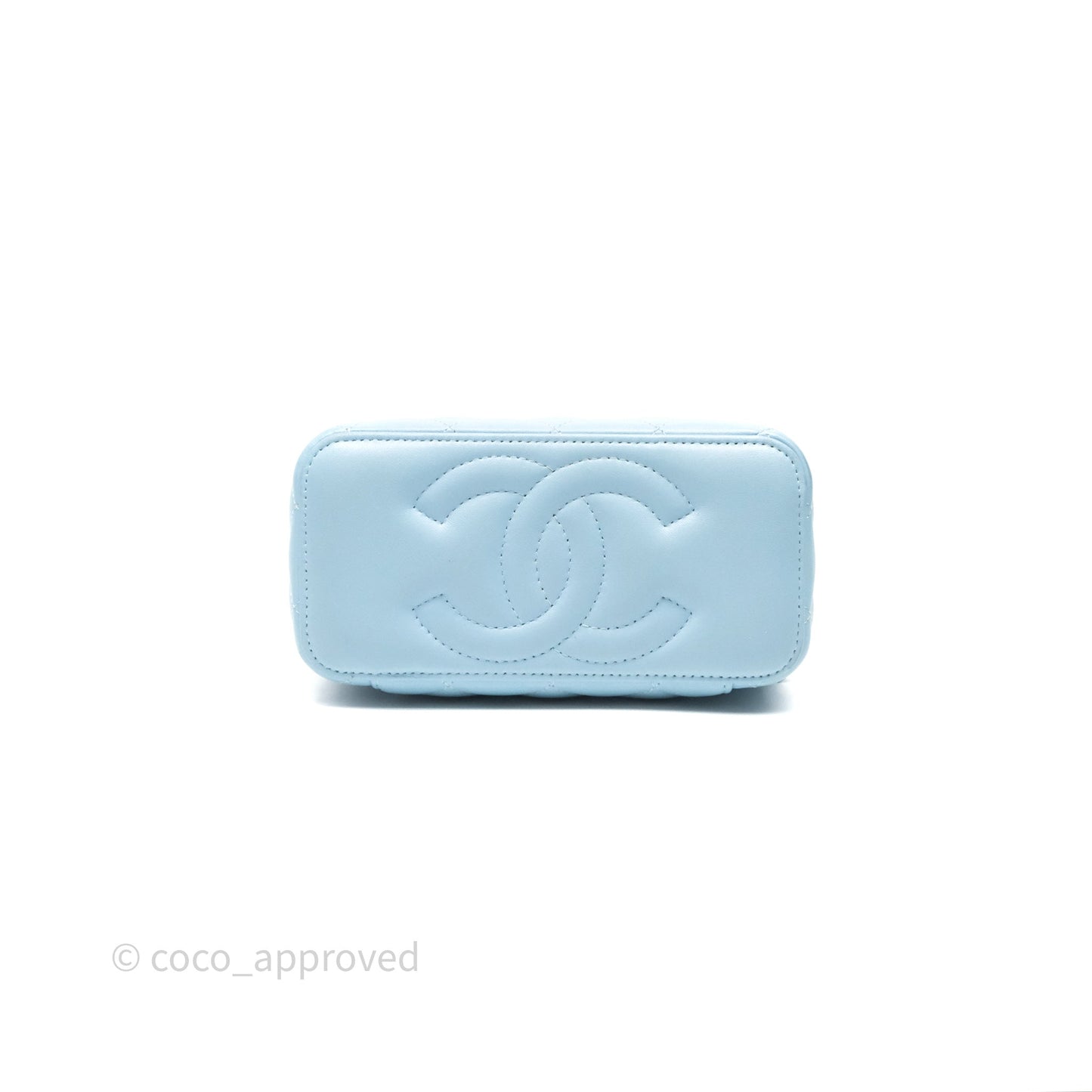 Chanel Vanity Rectangular Top Handle Blue Lambskin Gold Hardware