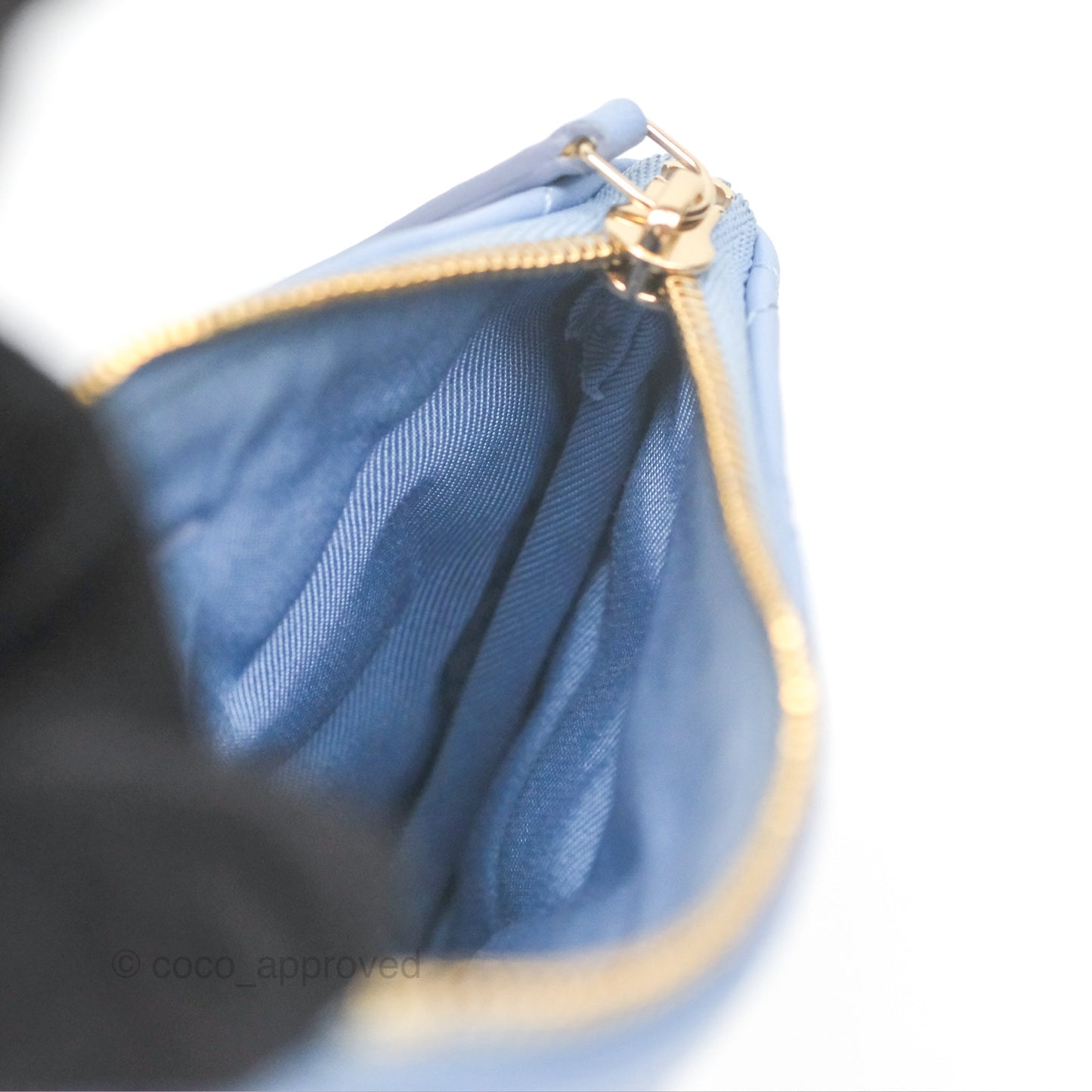 Chanel Quilted Mini O Case Blue Lambskin Gold Hardware