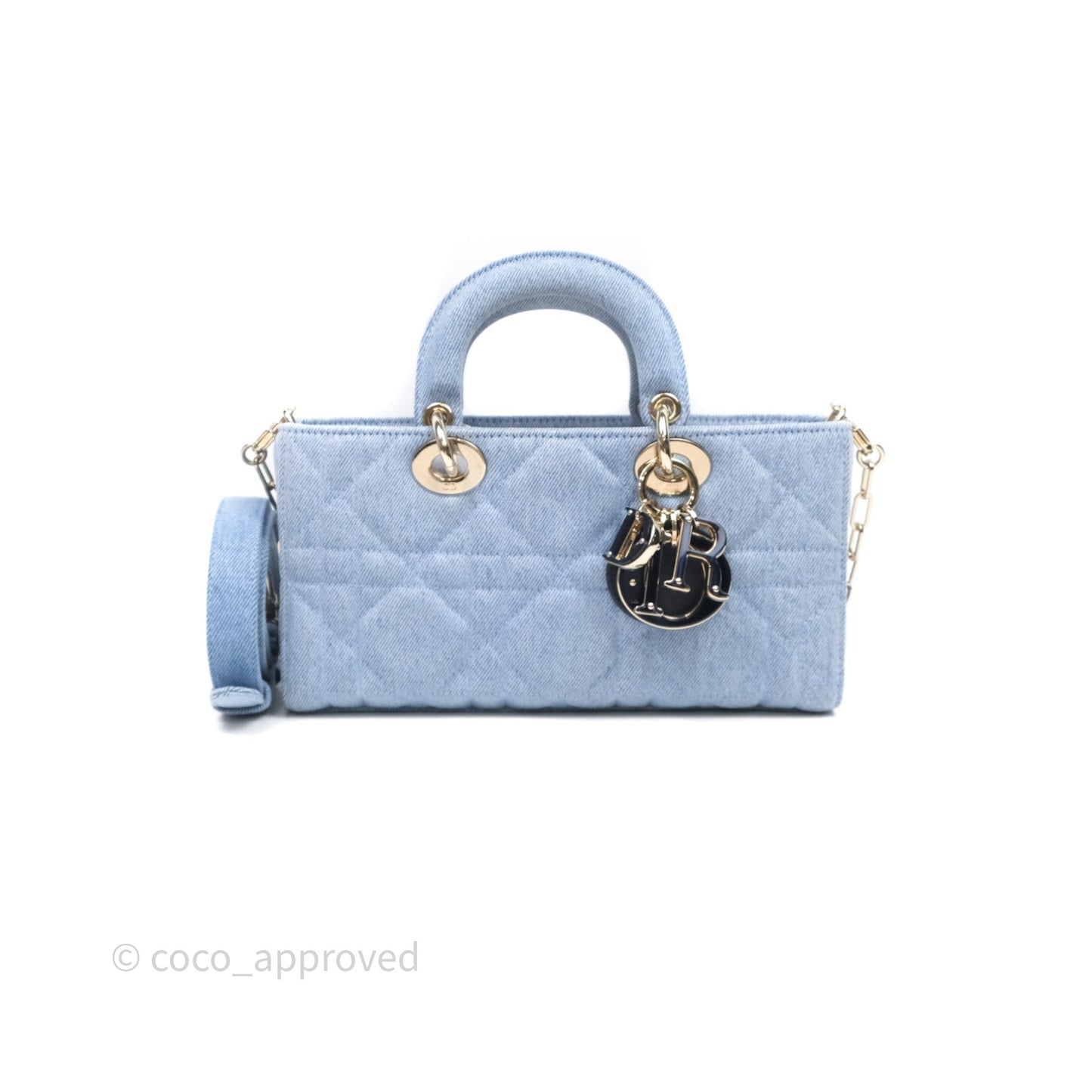 Christian Dior Medium Lady D-Joy Bag Denim Cannage Gold Hardware