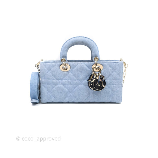 Christian Dior Medium Lady D-Joy Bag Denim Cannage Gold Hardware