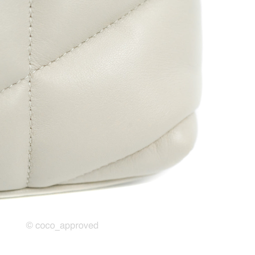 Saint Laurent Puffer Toy Bag Blanc Vintage Lambskin Silver Hardware