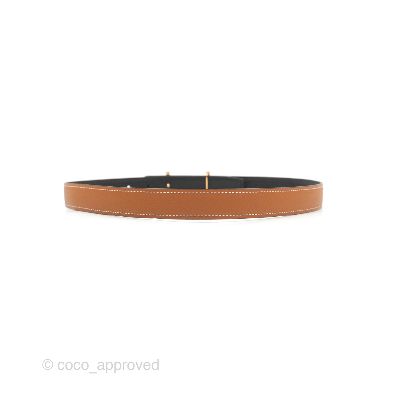 Hermès Lagune Belt Buckle & Reversible Leather Strap Gold / Noir Rose Gold Hardware 24mm