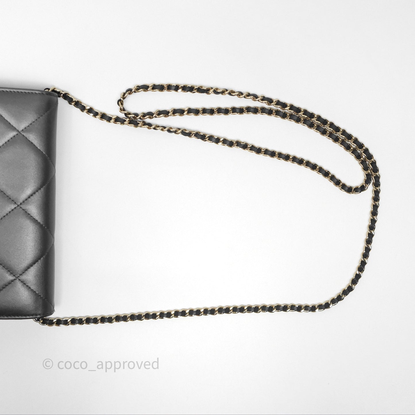Chanel Wallet On Chain WOC Iridescent Dark Grey Lambskin Gold Hardware