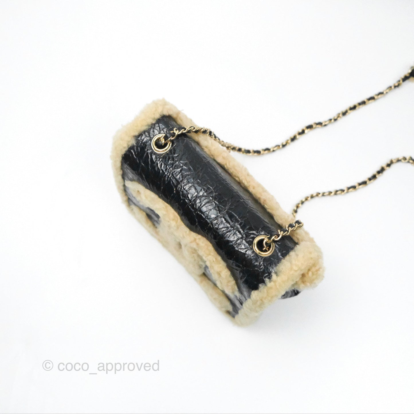 Chanel Mania CC Shearling Flap Bag Black Crumpled Glazed Sheepskin