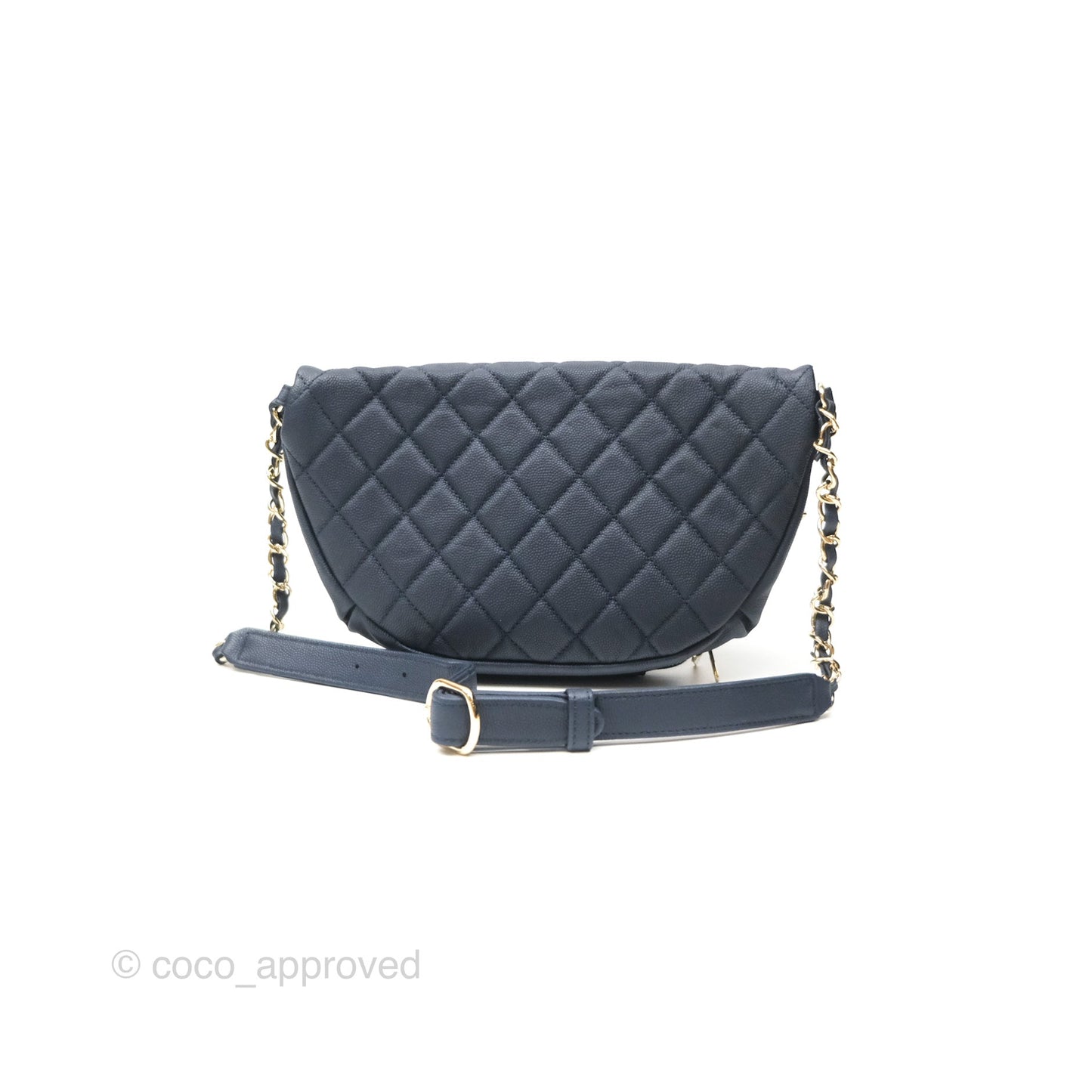 Chanel Business Affinity Waist Belt Bag Navy Caviar Gold Hardware