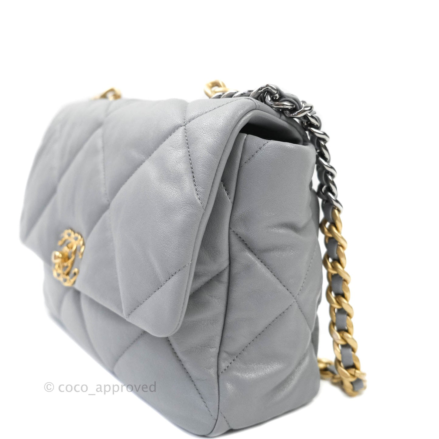Chanel 19 Medium Grey Mixed Hardware Goatskin