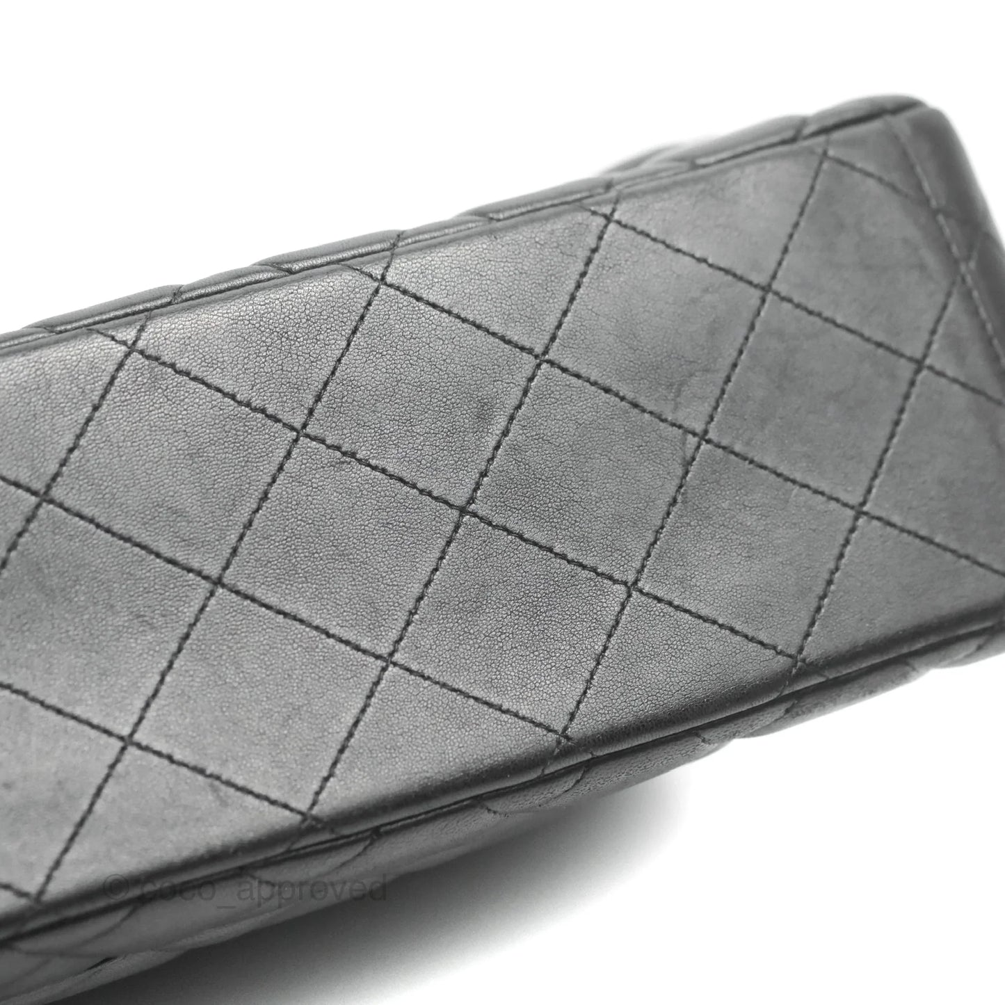 Chanel Single Flap Maxi Lambskin Black Silver Hardware