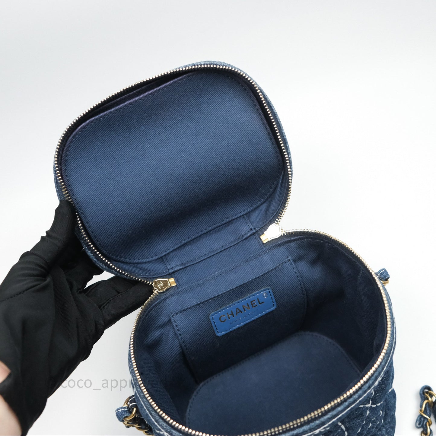 Chanel Quilted Trip Vanity Denim Aged Gold Hardware 20C