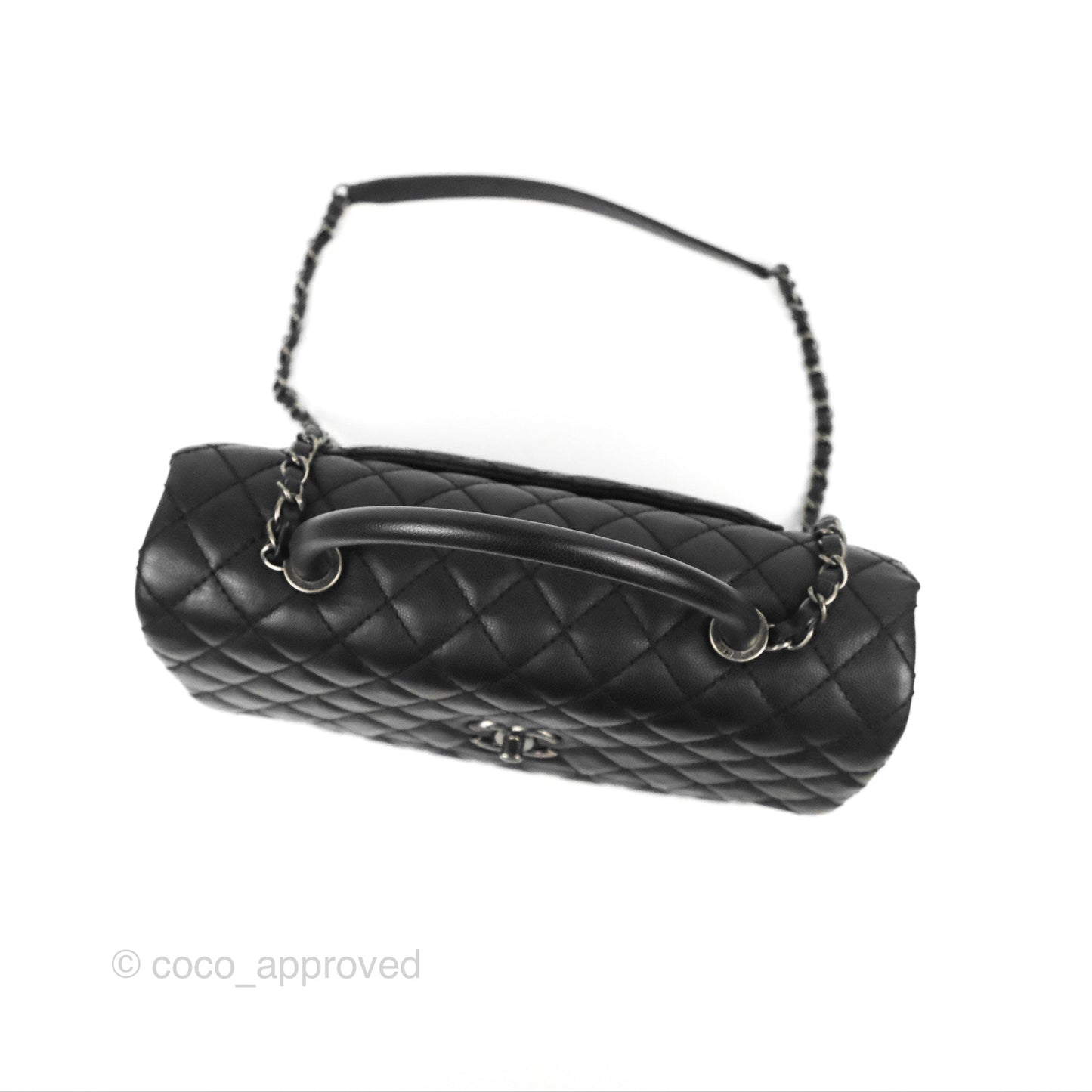 Chanel Large Coco Handle Quilted Black Caviar Ruthenium Hardware