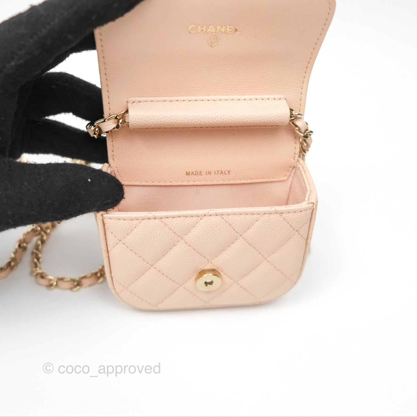 Chanel Mini Clutch With Chain Light Pink Caviar Gold Hardware