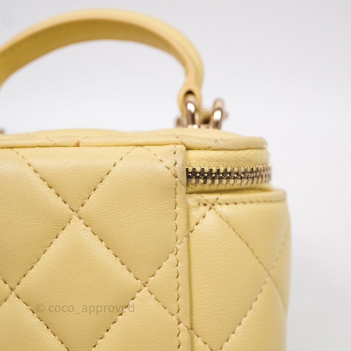 Chanel Mini Top Handle Vanity With Chain Yellow Lambskin Gold Hardware