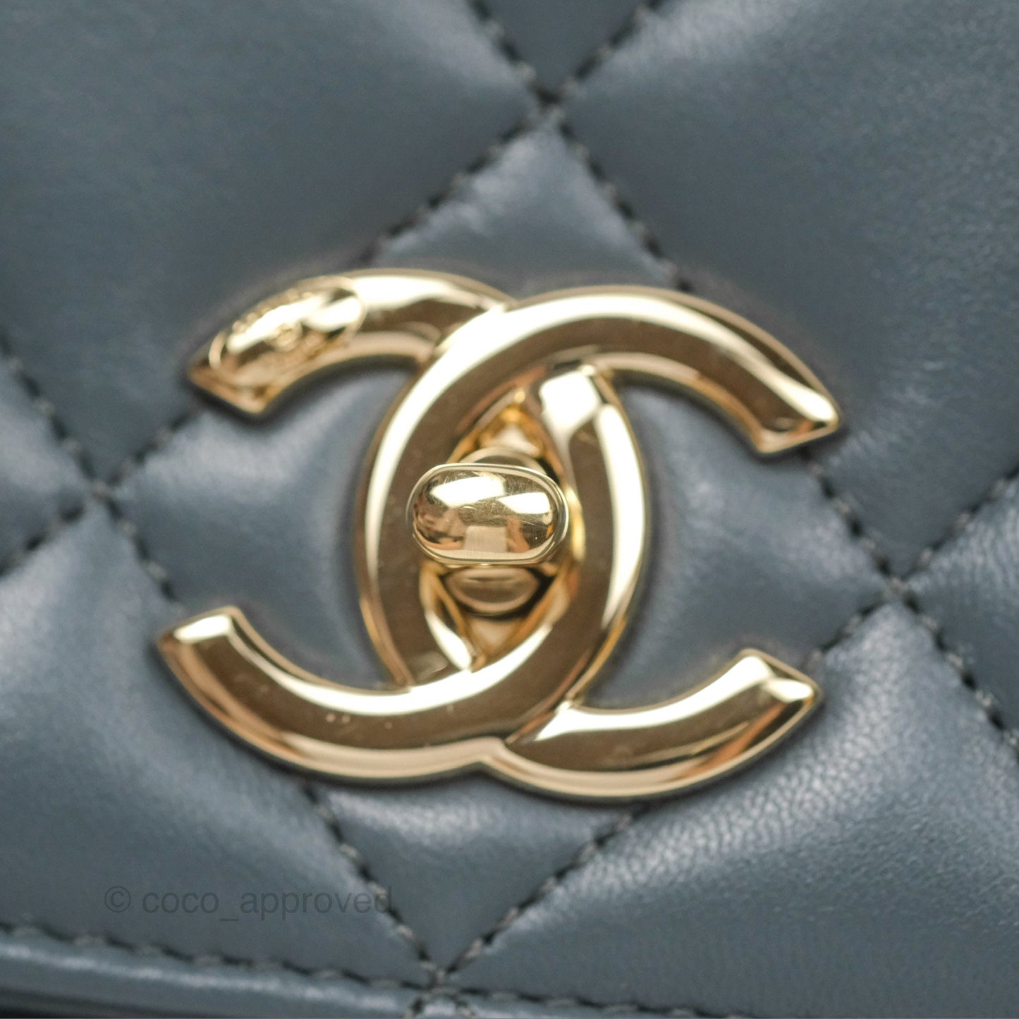 Chanel Small Trendy CC Grey Blue Lambskin Gold Hardware