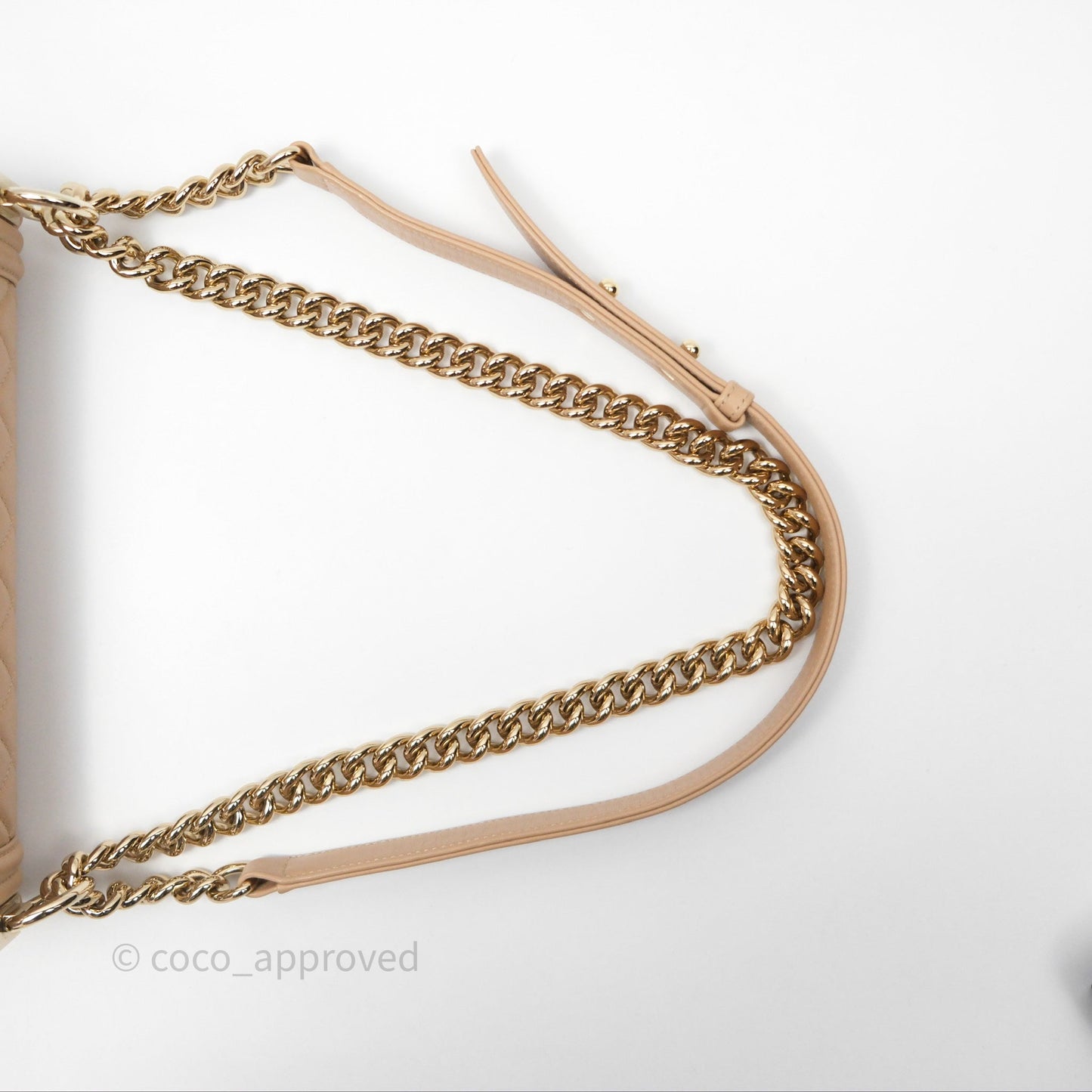 Chanel Boy Quilted Medium Beige Calfskin Gold Hardware