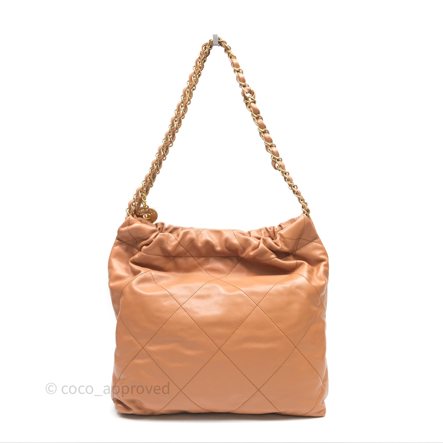 Chanel 22 Small Beige Shiny Calfskin Aged Gold Hardware