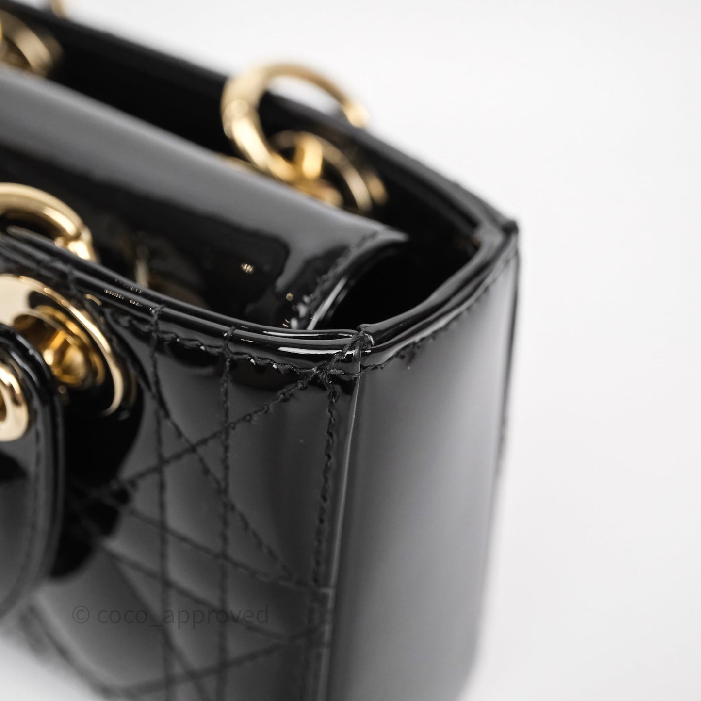 Christian Dior Micro Lady D-Joy Bag Black Patent Cannage Calfskin Gold Hardware