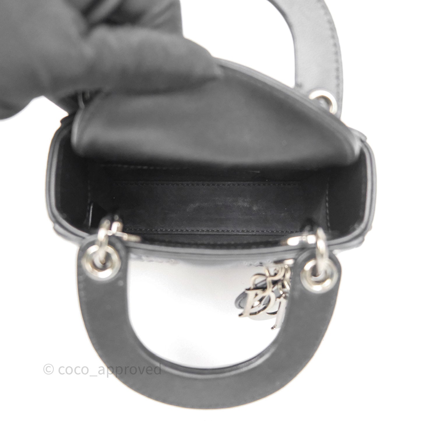 Christian Dior Micro Lady Dior Studded Cannage Black Lambskin