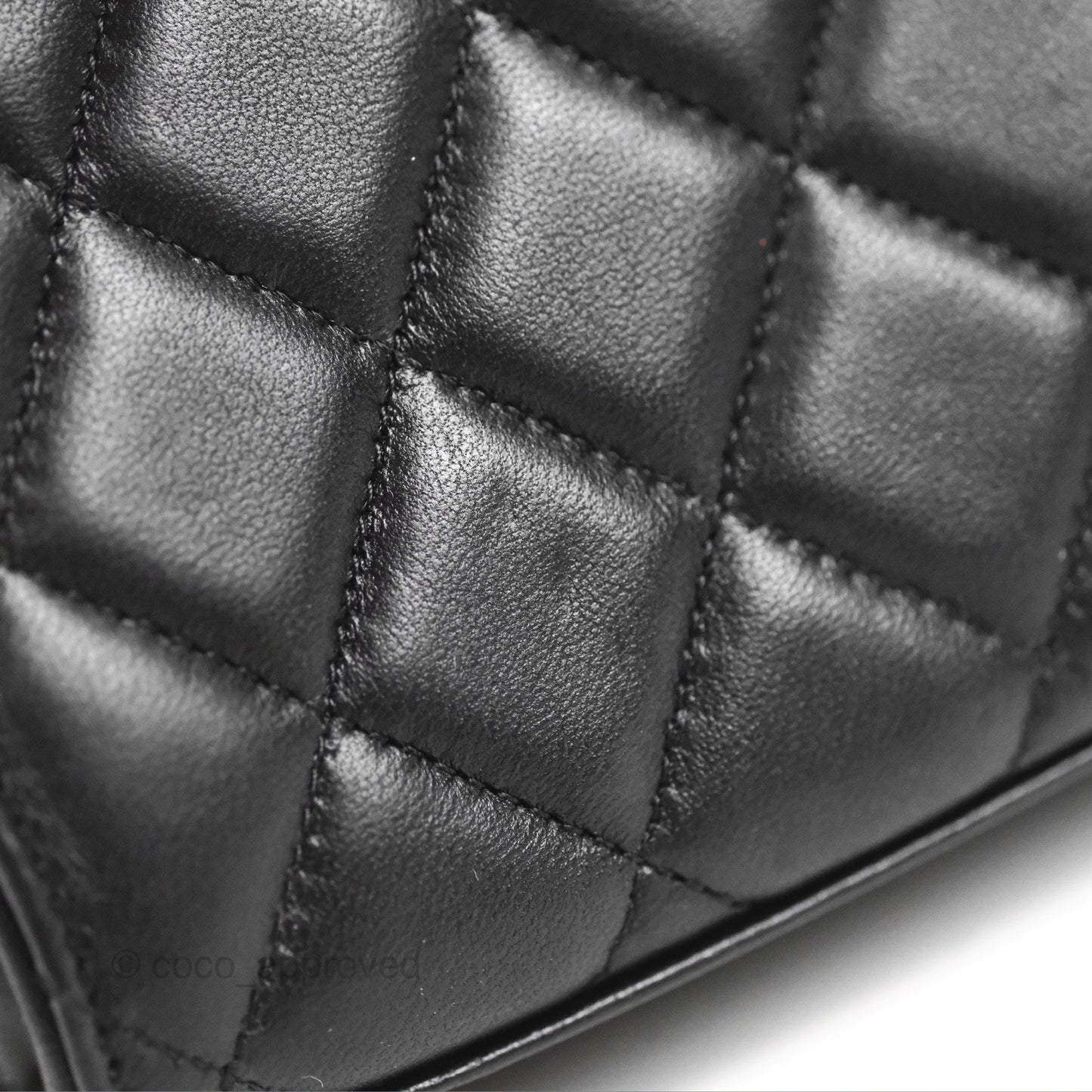Chanel Mini Handle Clutch With Chain Black Lambskin Gold Hardware