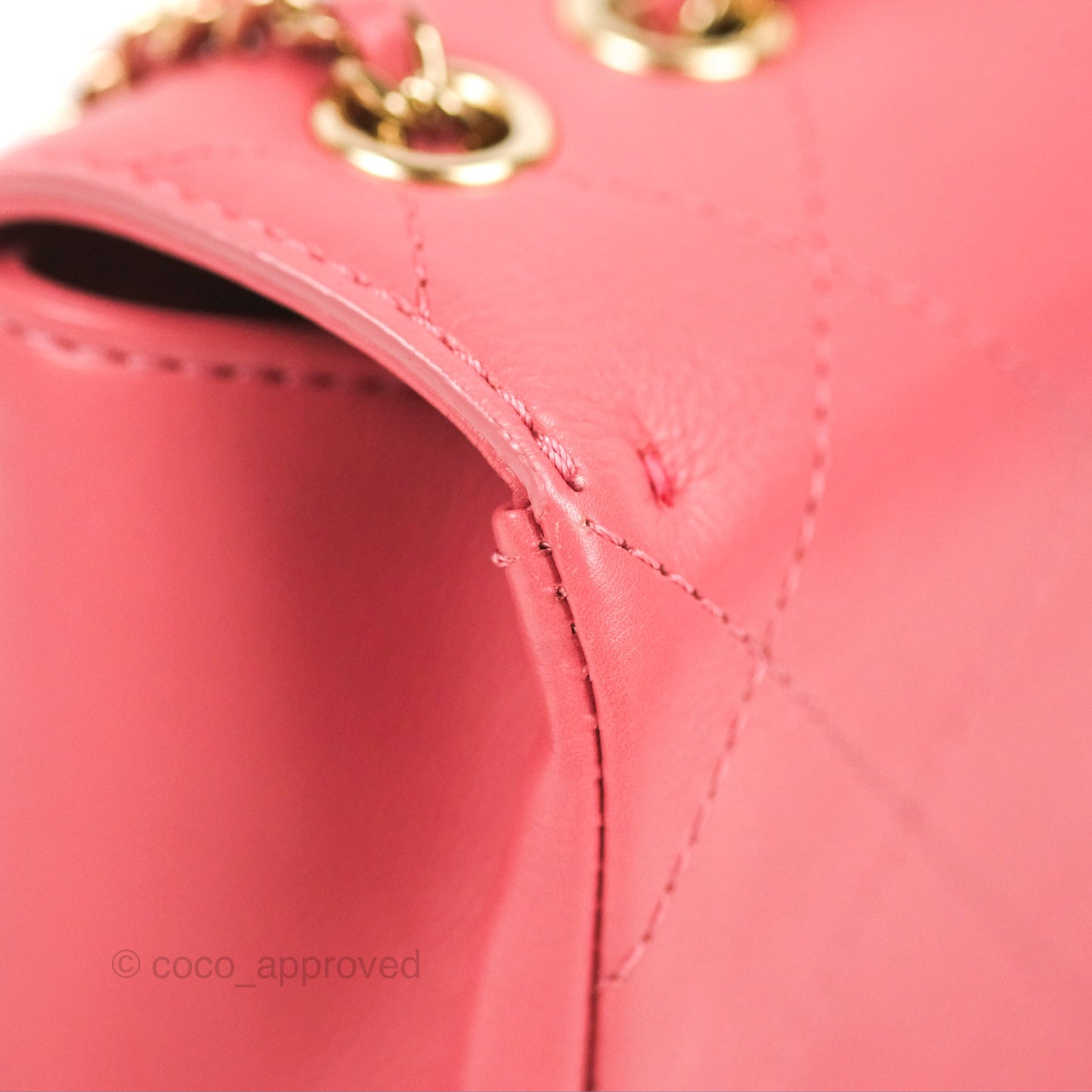 Chanel Small Flat Quilt Round Flap Bag Pink Calfskin Gold Hardware