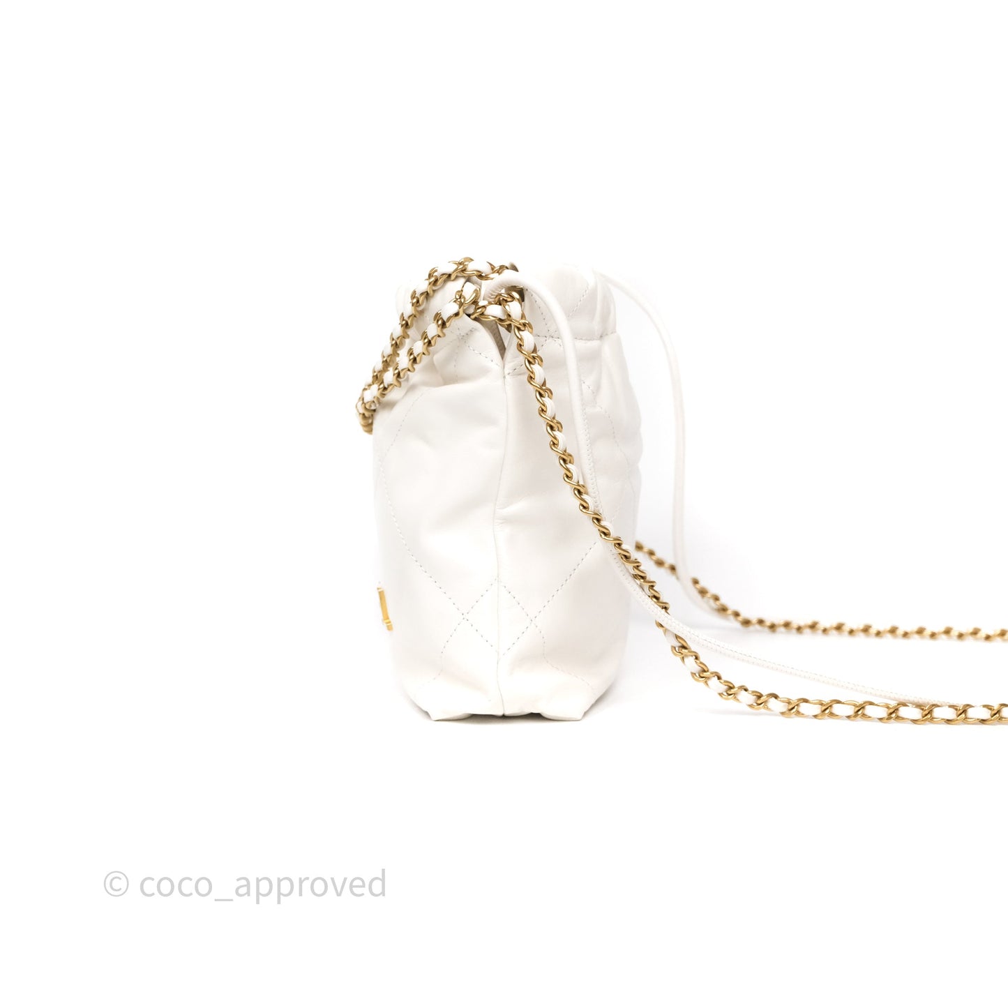 Chanel 22 Mini Bag White Calfskin Aged Gold Hardware