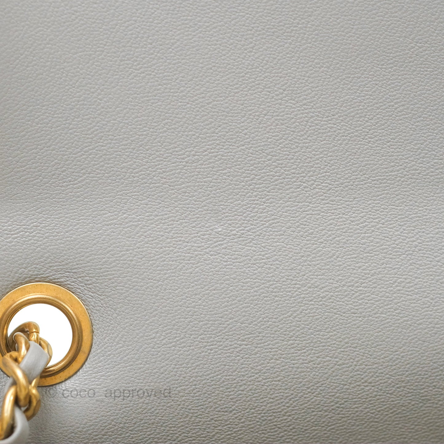 Chanel Pearl Crush Mini Square Quilted Light Grey Lambskin Aged Gold Hardware