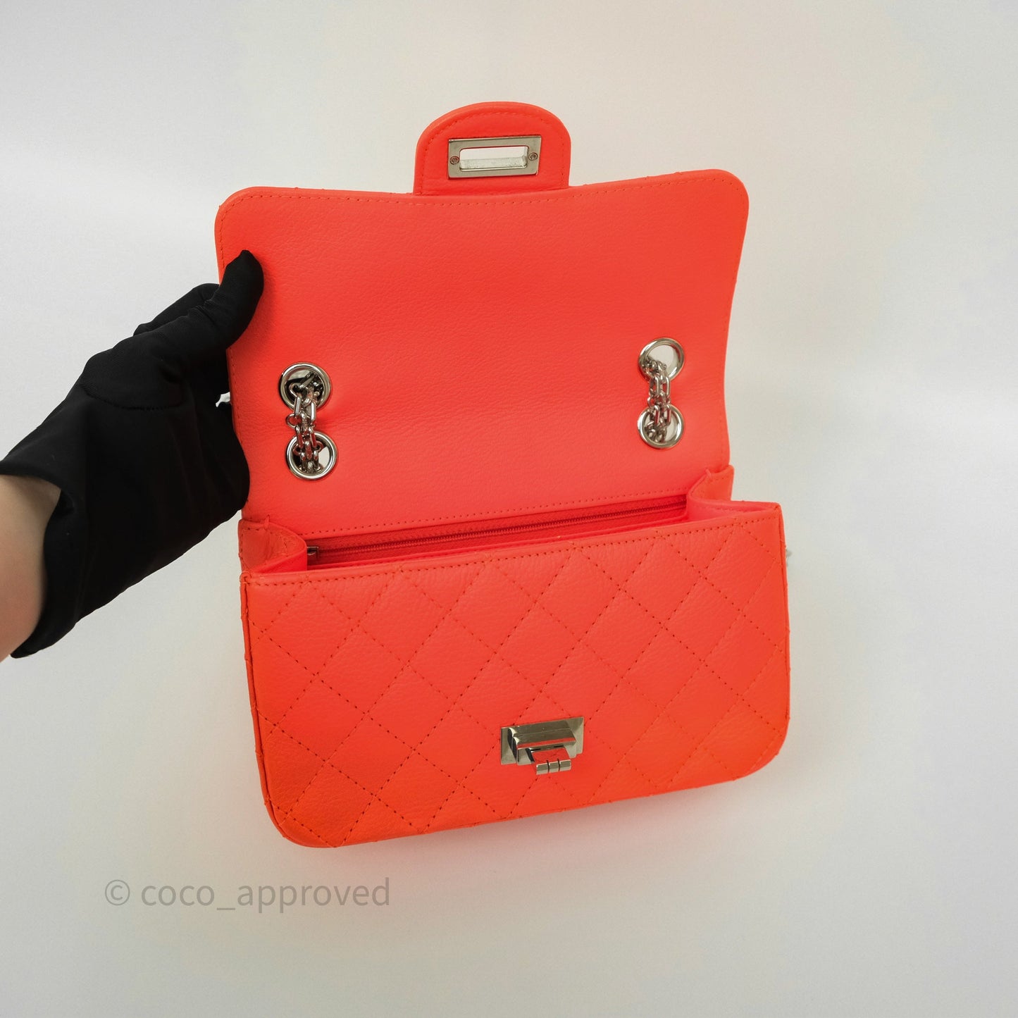 Chanel Mini Reissue 224 Tangerine Orange Goatskin Silver Hardware