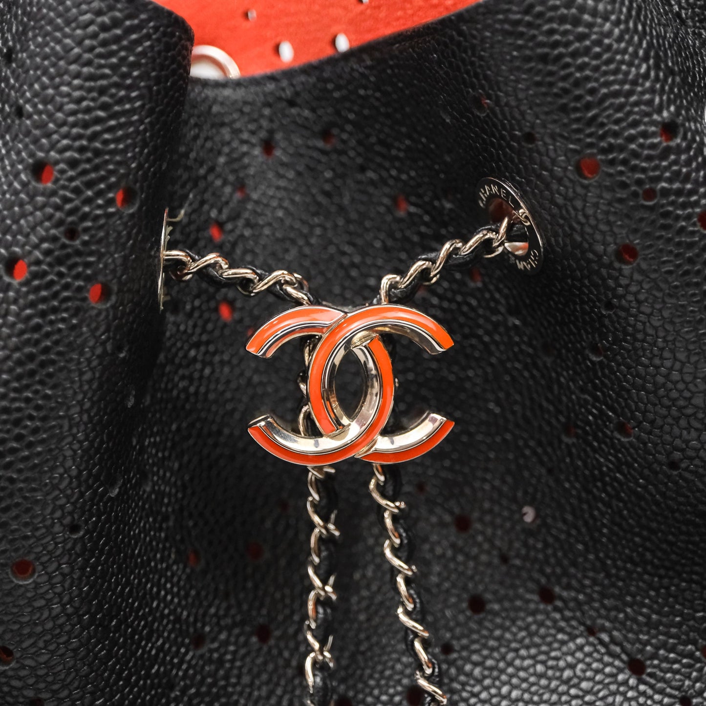 Chanel CC Drawstring Bucket Bag Black Caviar