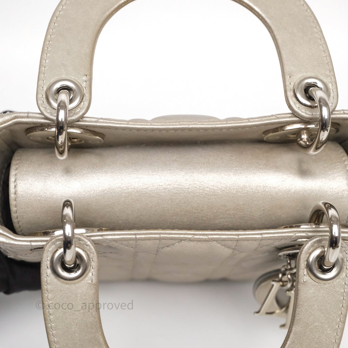 Christian Dior Mini Lady Dior Metallic Silver Nubuck Silver Hardware