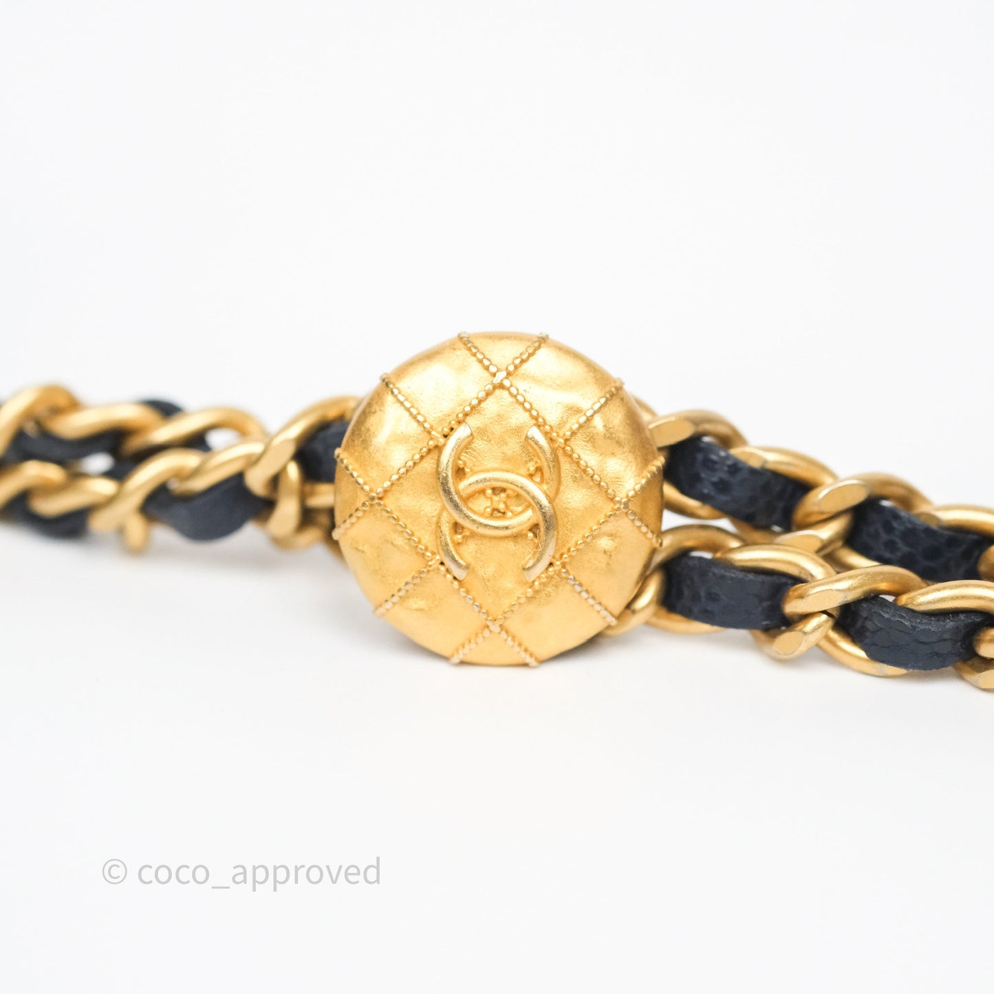 Chanel Twist Your Button Coin Purse With Chain Navy Shiny Caviar