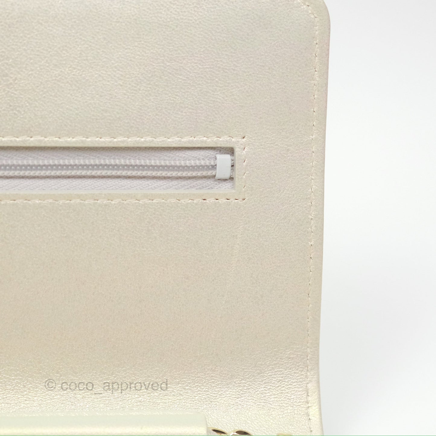 Chanel Quilted Wallet on Chain WOC Iridescent Ivory Gold Hardware 20A