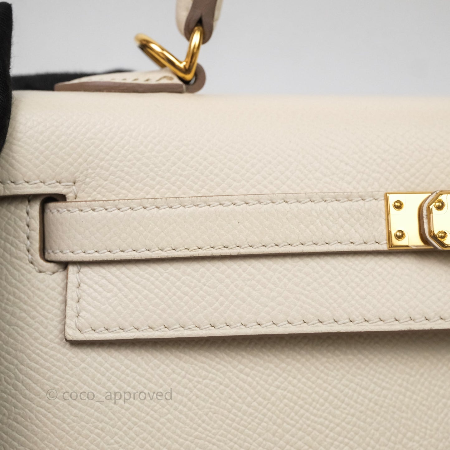 Hermes Kelly 25 Craie Epsom Gold Hardware