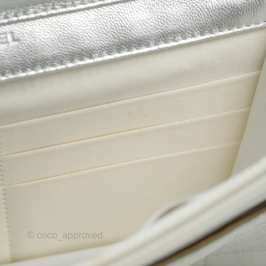 Chanel Vintage Wallet on Chain Silver Ice Cube Fabric