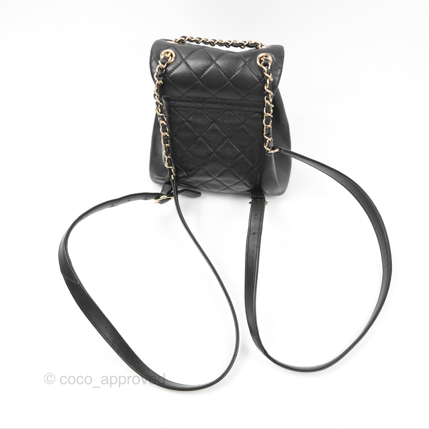 Chanel Quilted Small Duma Drawstring Backpack Black Calfskin Gold Hardware