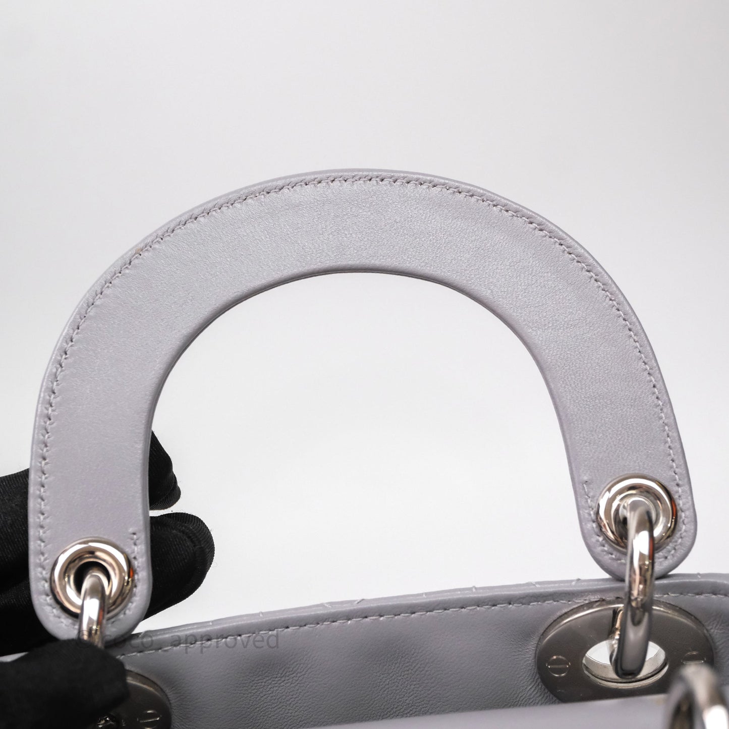 Christian Dior Mini Lady Dior Lambskin Cannage Grey Silver Hardware
