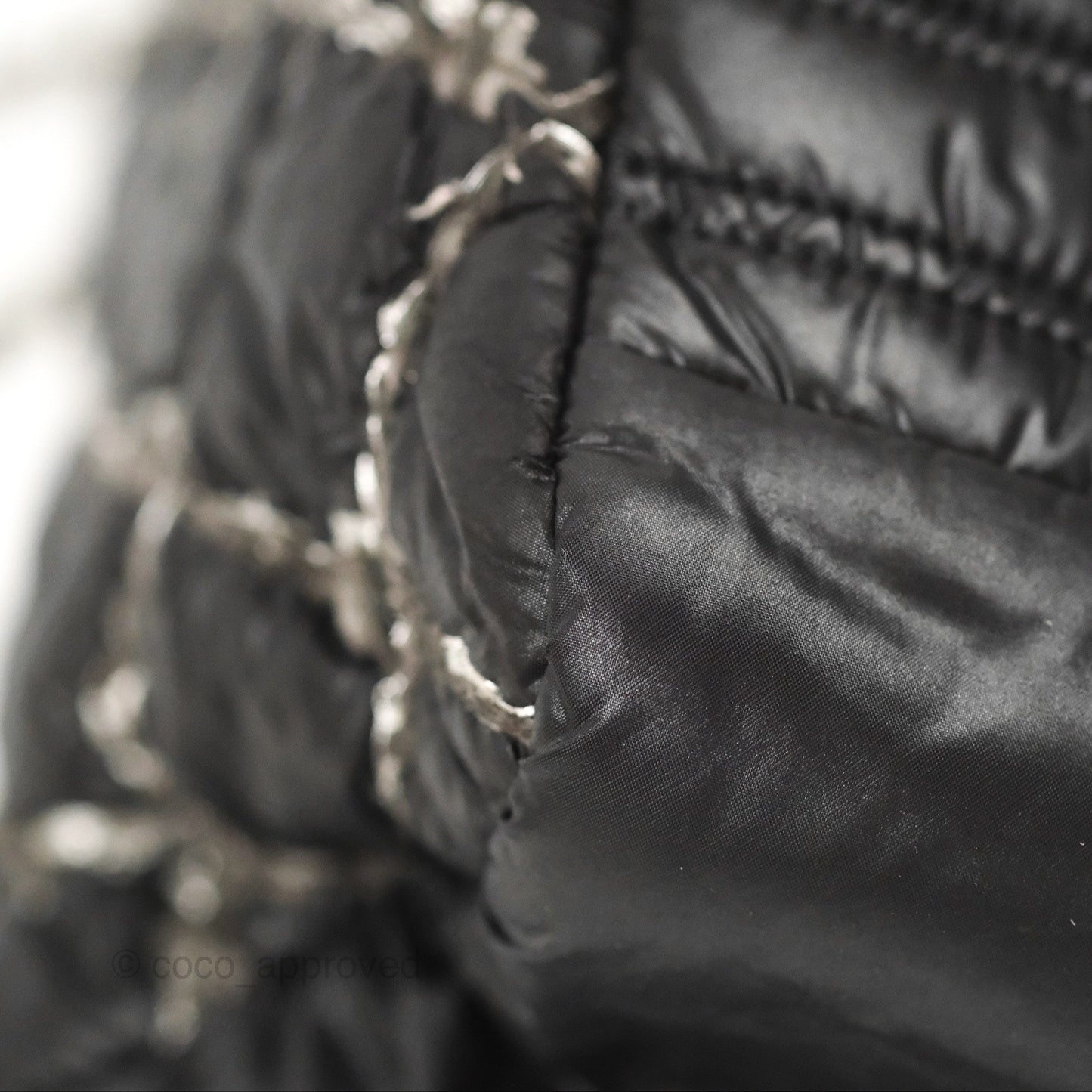 Chanel Tweed On Stitch Bubble Accordion Flap Black Nylon Silver Hardware