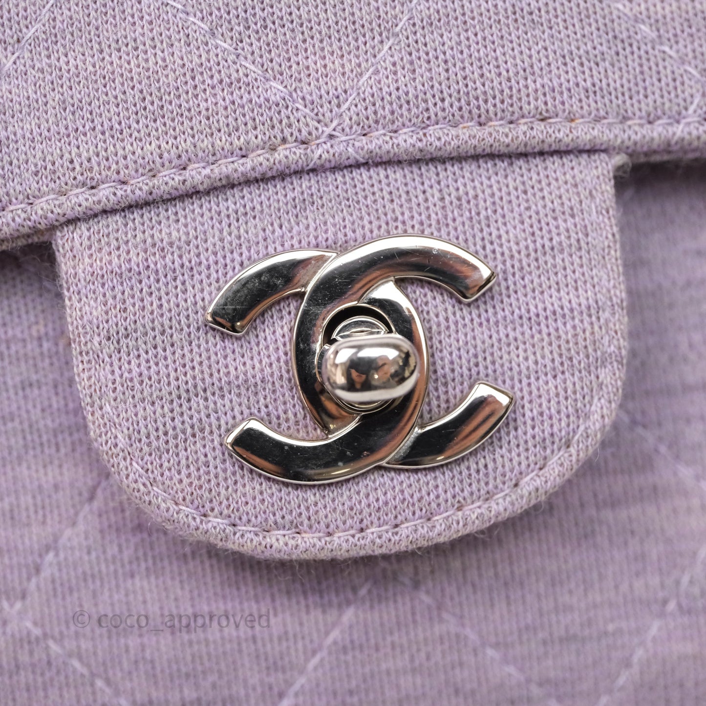 Chanel Medium Single Jersey Flap Bag Purple Silver Hardware