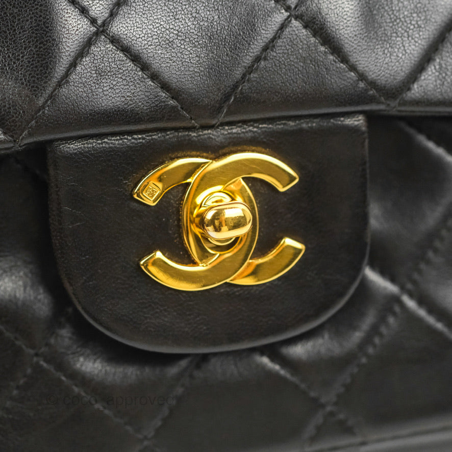 Chanel Classic Vintage Medium Flap Black Lambskin 24K Gold Hardware