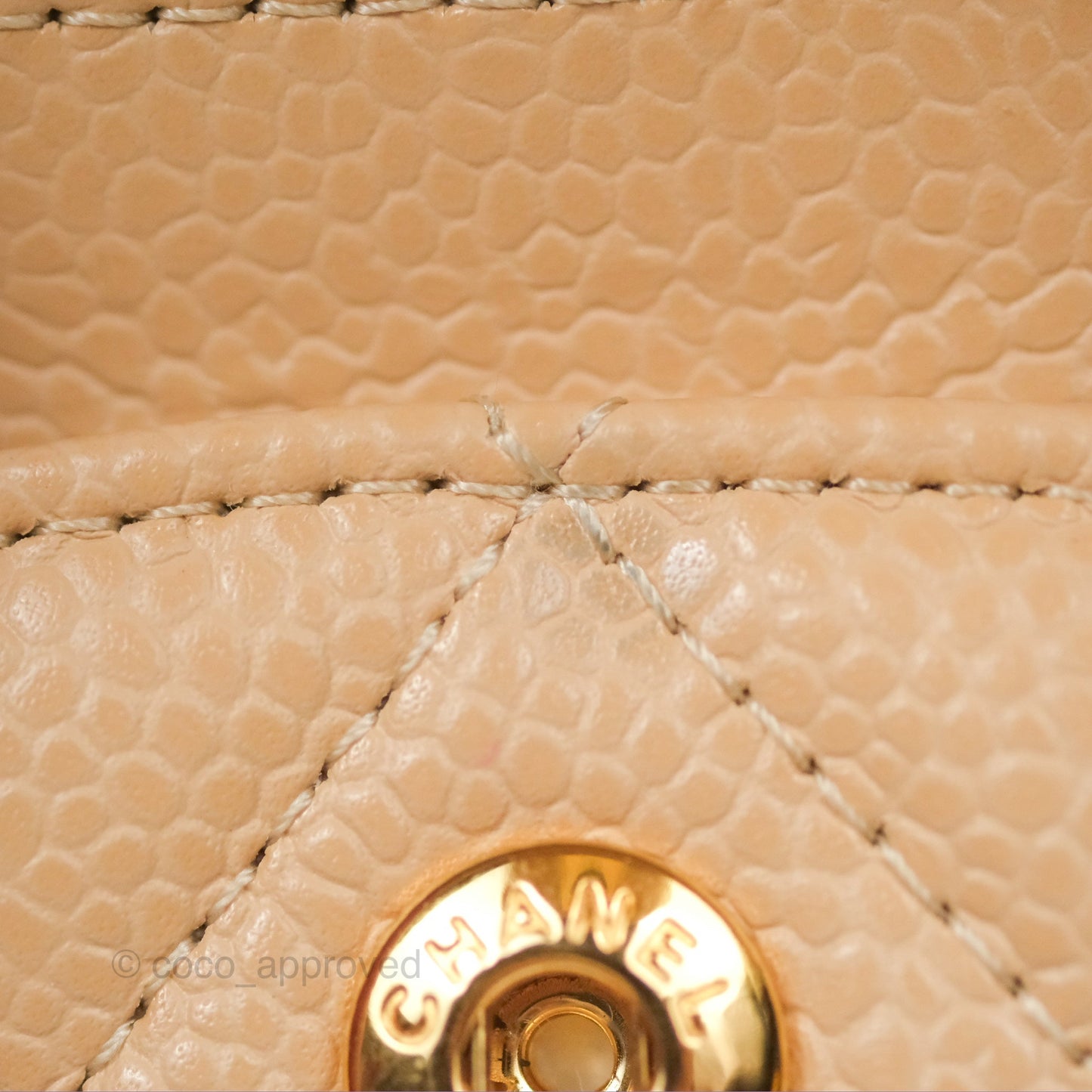 Chanel Small Quilted Classic Flap Beige Caviar Gold Hardware