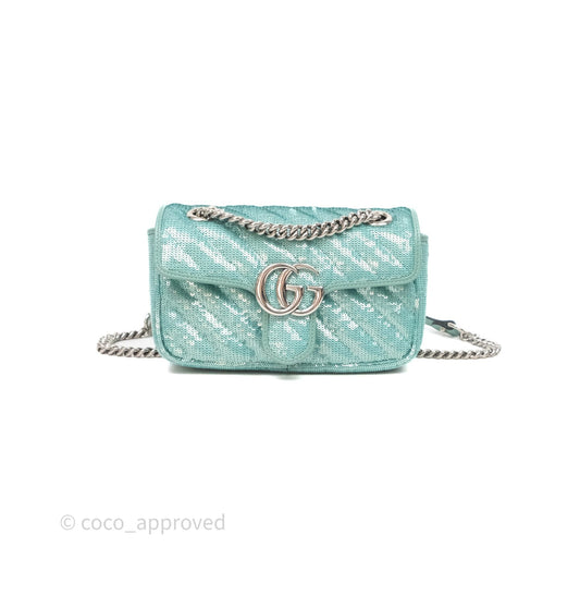 Gucci Mini Marmont Small Sequin Silver Hardware