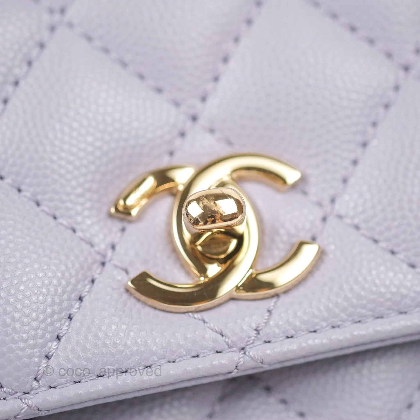 Chanel Small Coco Handle Quilted Lilac Caviar Gold Hardware
