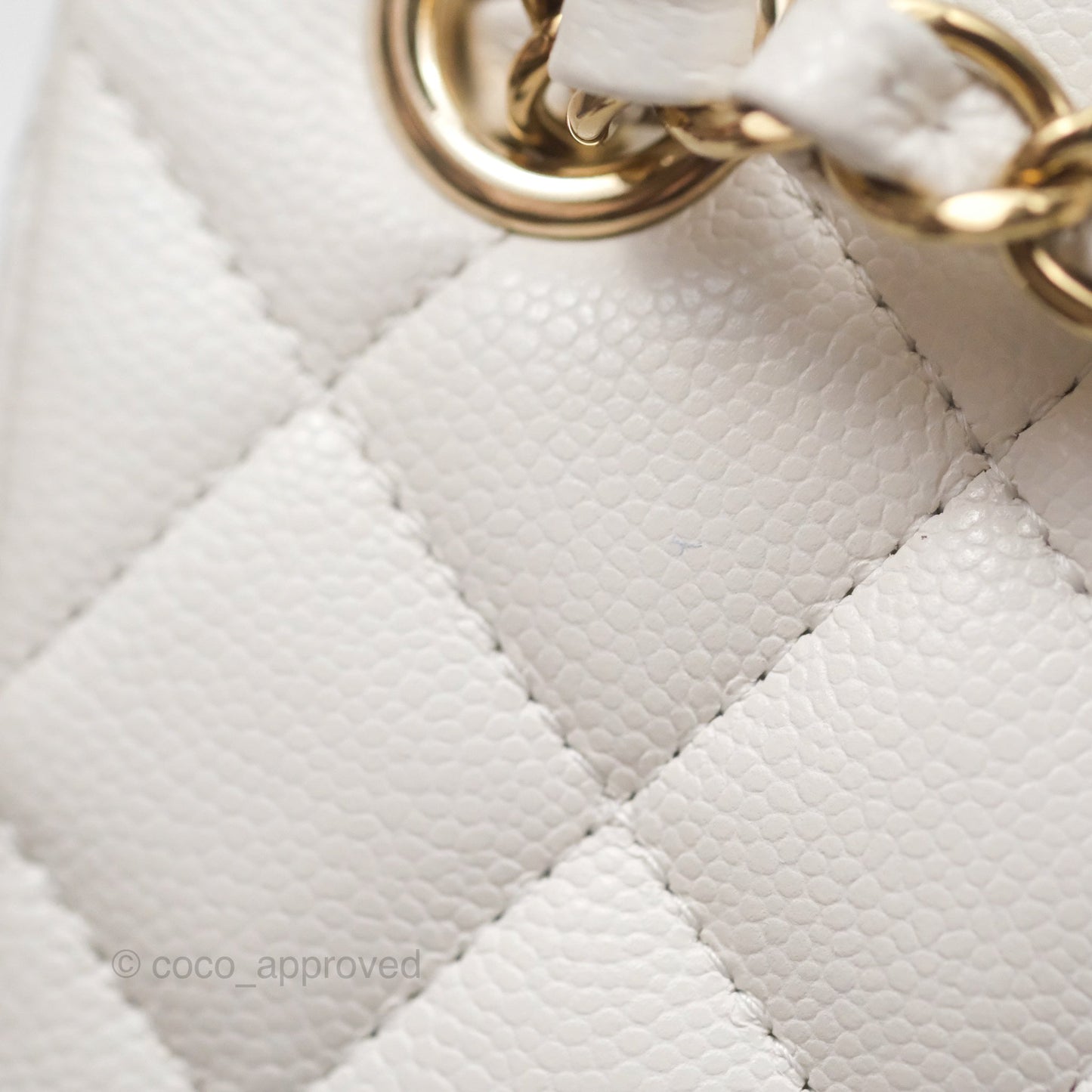 Chanel Mini Bucket Tote White Caviar Gold Hardware 22S