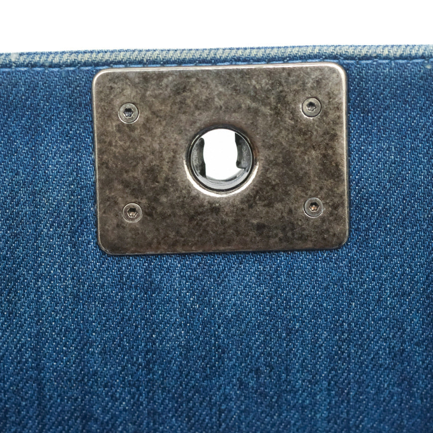 Chanel Medium Boy Blue Denim Tweed Ruthenium Hardware