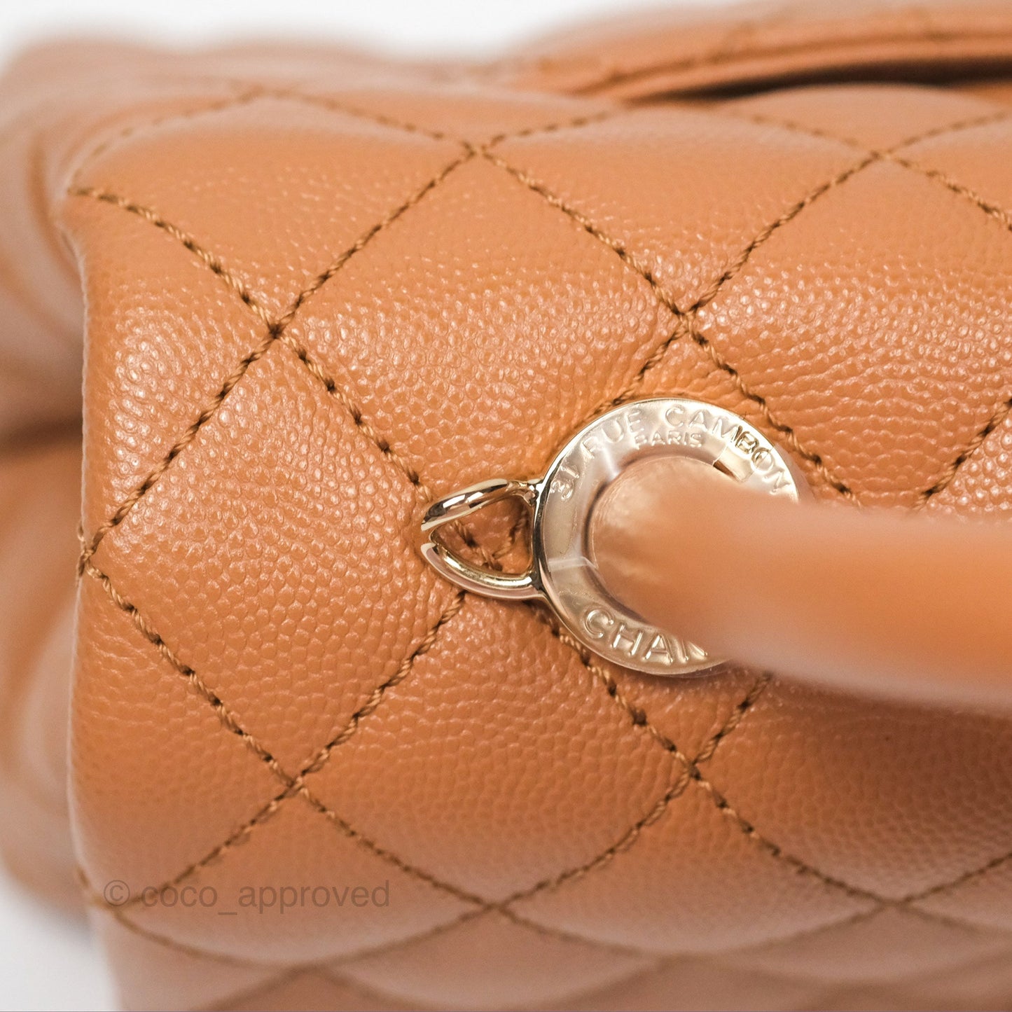 Chanel Small Coco Handle Quilted Dark Beige Caviar Gold Hardware