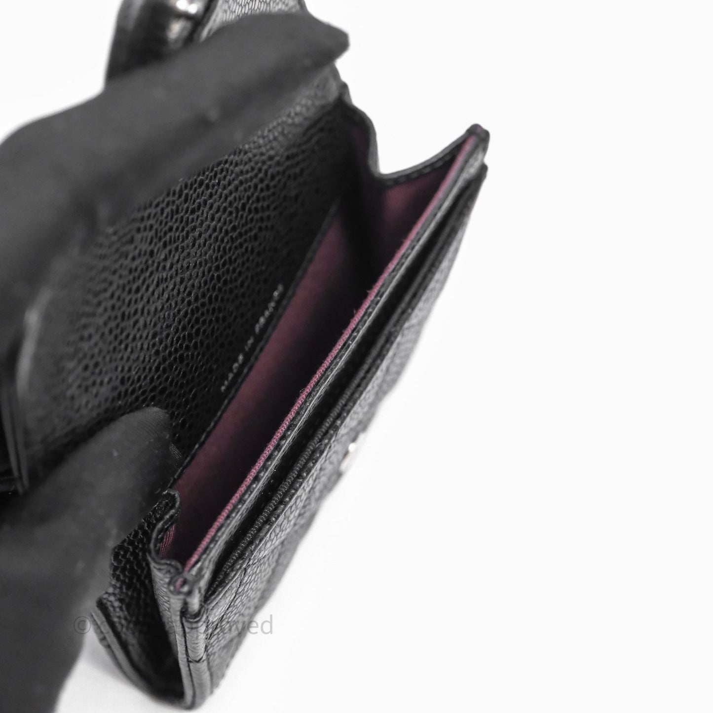 Chanel Quilted Flap Card Holder Black Caviar Silver Hardware