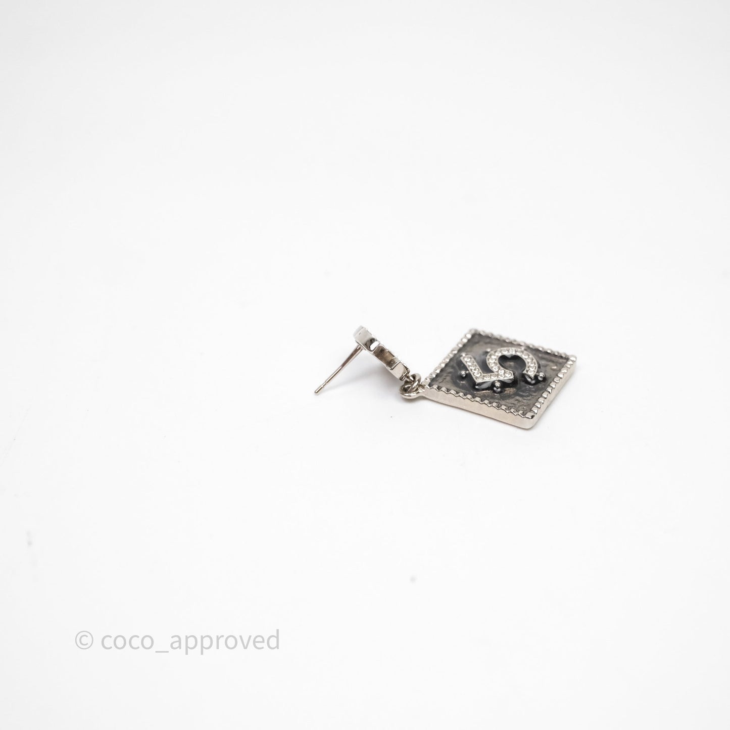 Chanel CC No 5 Star Crystal Earrings Silver Tone 22C