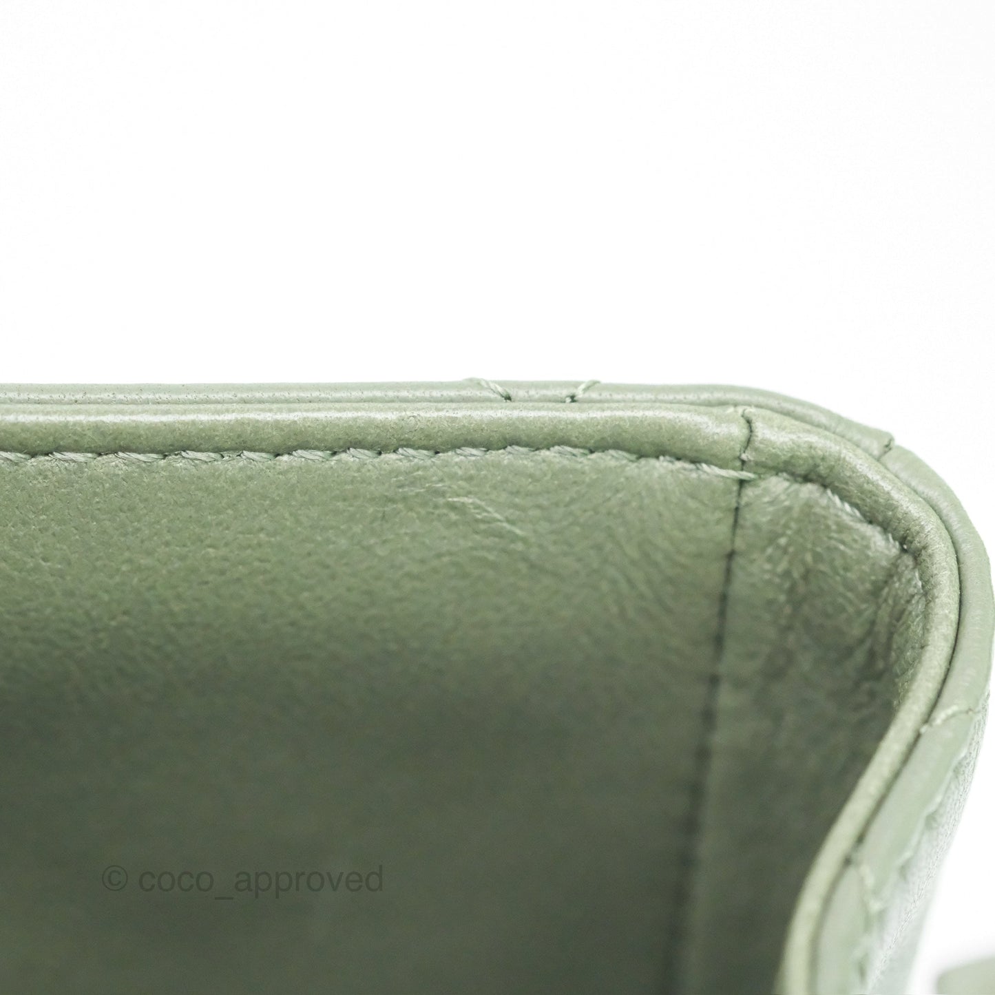 Chanel Mini Square Flap Quilted Olive Green Lambskin Gold Hardware
