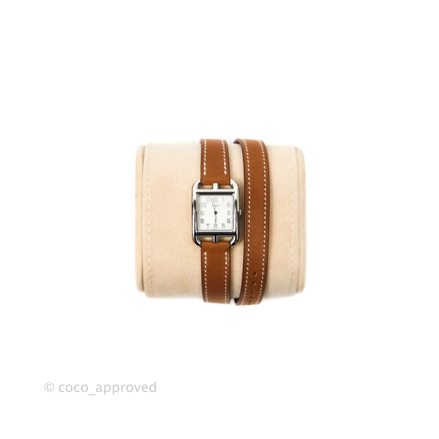 Hermès Cape Cod Steel Watch in Natural Calfskin Strap
