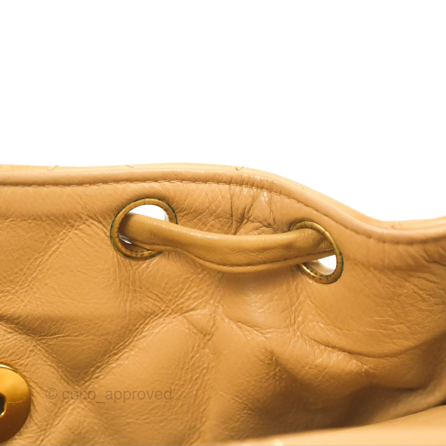 Chanel Vintage CC Duma Backpack Beige Lambskin 24K Gold Hardware