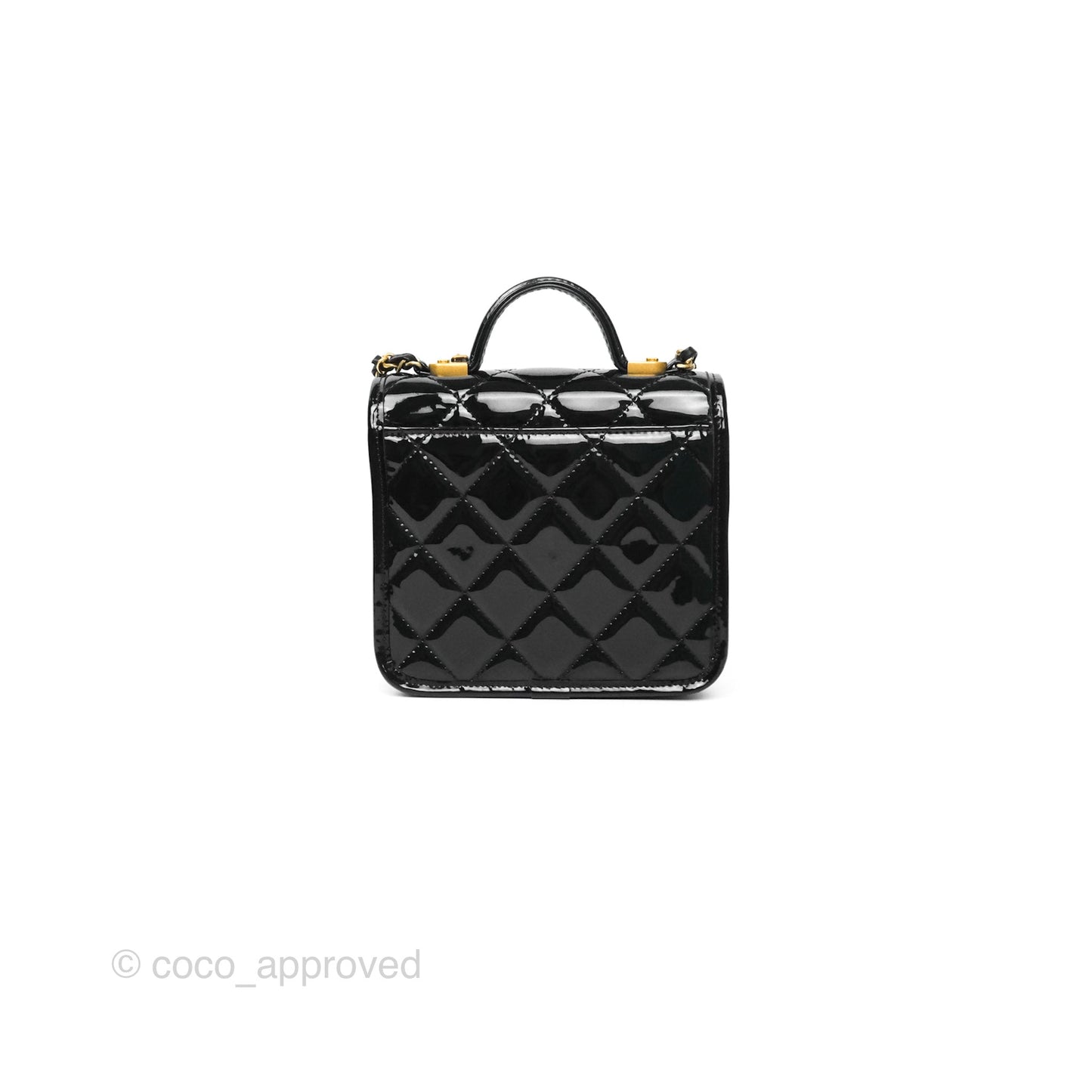Chanel Mini School Memory Top Handle Flap Black Patent 22K