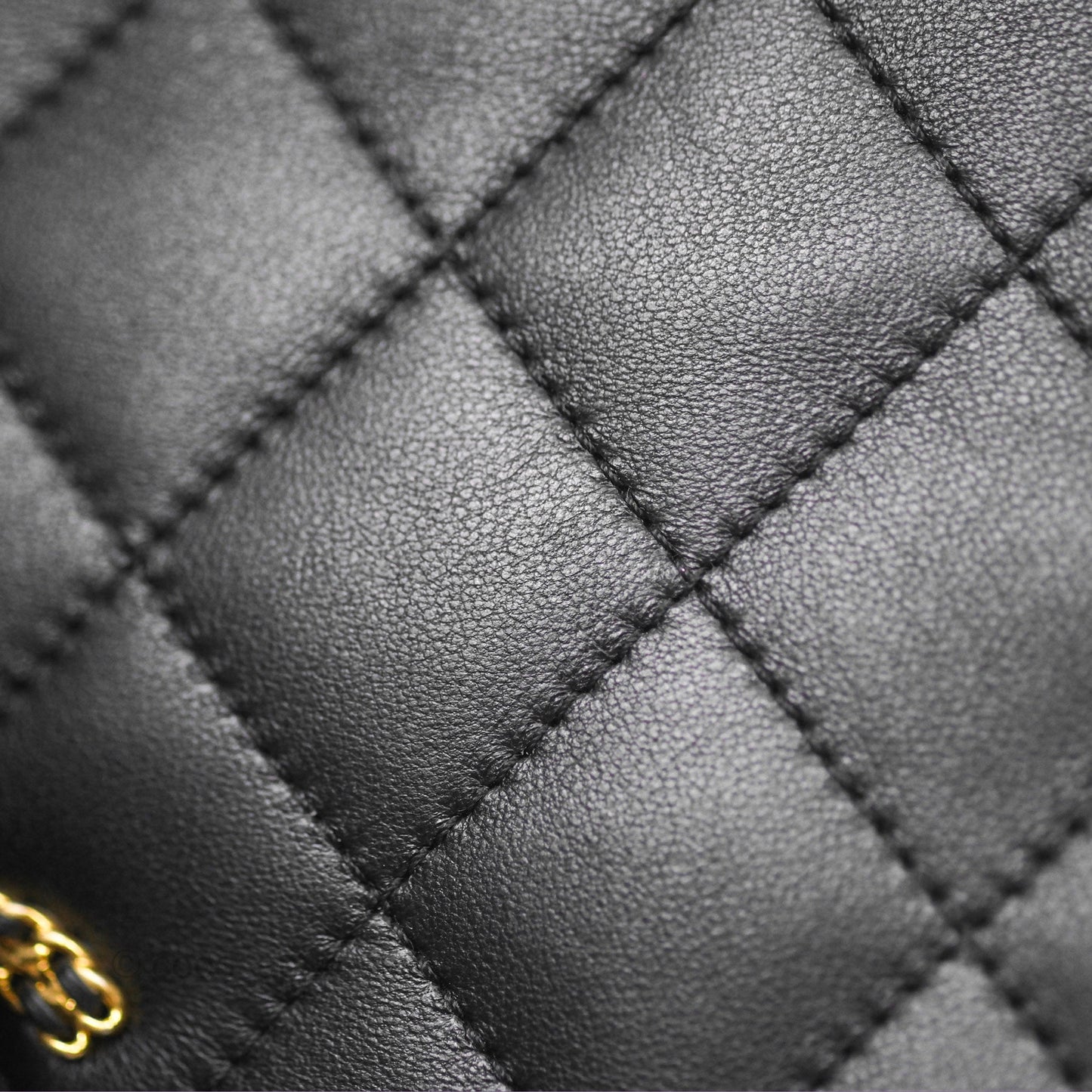 Chanel Small Chain Flap Bag Black Lambskin Aged Gold Hardware 22A